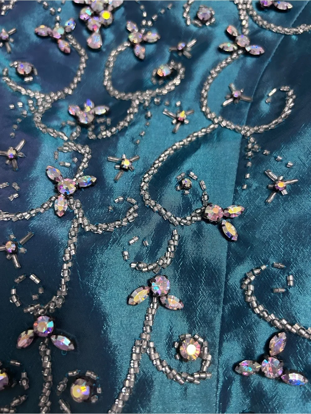Teal Embellished Girls Mermaid Style Dance Costume Top - Handmade   Size 5/6